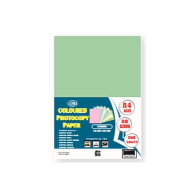 FIS FSPWA4250GR Color Photocopy Paper 80gsm A4 - Pastel Green (pkt/250s)