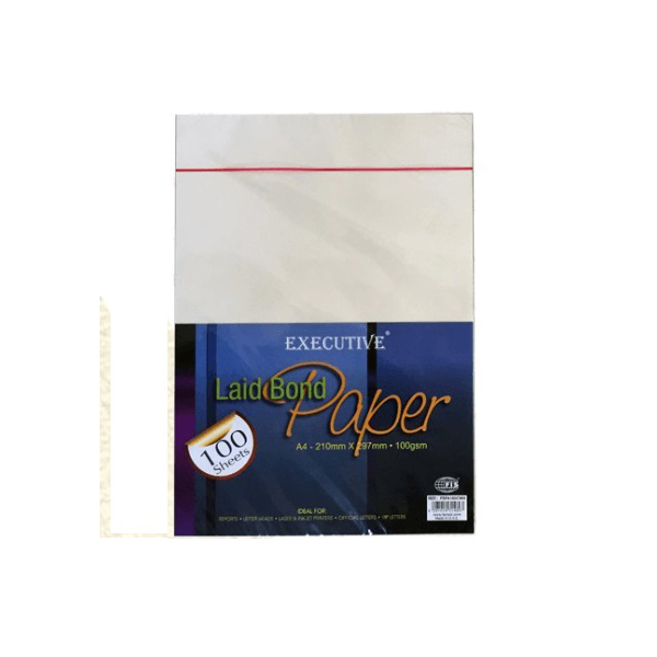 FIS A4 100gsm Executive Laid Bond Paper FSPA100CWH - Camelle White (pkt/100s)