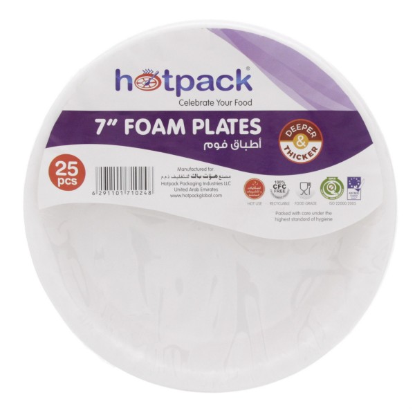 Hotpack RFP7 7-inch Foam Plates - White (pkt/25pcs)