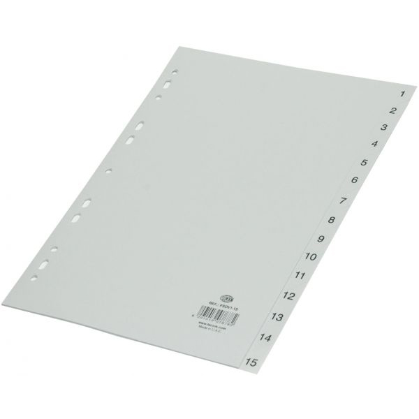 FIS PP Grey Divider 1-15 A4 - FSDV1-15 (pkt)