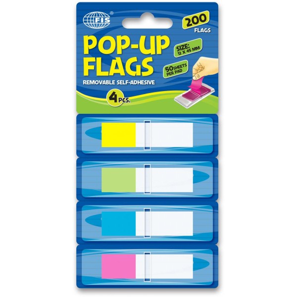 FIS Pop-Up Flag Index 200 Sheets 12 x 45 mm FSPO1302 - 4 Colors (pc)