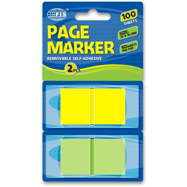 FIS Page Markers 100 Sheets 25 x 45 mm FSPO1304 - 2 Colors (pc)