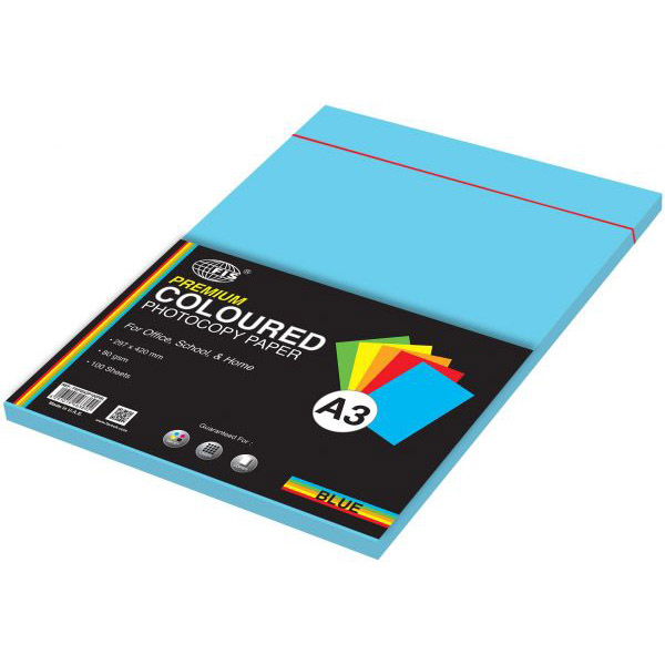 FIS Premium Colour Photocopy Paper 80 gsm A3 FSPWA3P100PBL - Premium Blue (pkt/100s)