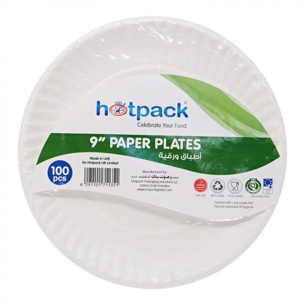 Hotpack Paper Plate - 9in (pkt/100pcs)