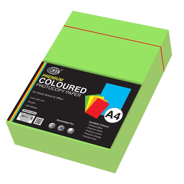 FIS Premium Colour Photocopy Paper 80 gsm A4 FSPWA4PGR - Premium Green (pkt/500s)