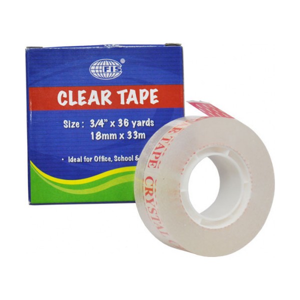 FIS FSTA3/4X36CC Clear Tape - 3/4in x 36yds (pkt/8pcs)