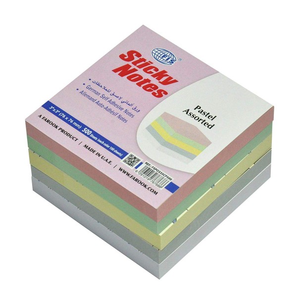 FIS Sticky Note Pad 5-colors 3 x 3in FSPO335CP500 - Assorted Pastel (pkt/5pcs)