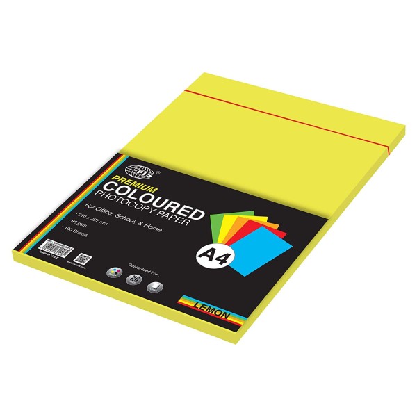 FIS Premium Colour Photocopy Paper 80 gsm A4 FSPWA4PLE - Premium Lemon (Box/5Ream/500s)