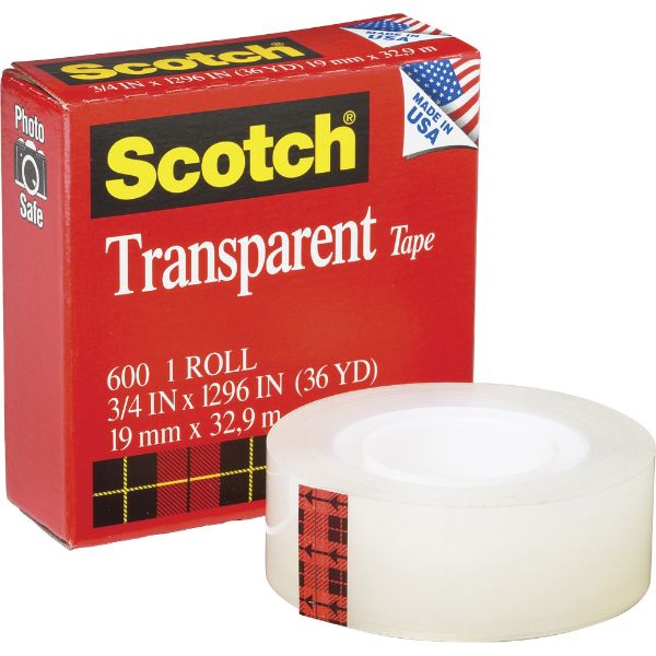 Buy 3M Scotch 600 Transparent Tape 3/4 x 1296in / 19mm x 32.9m