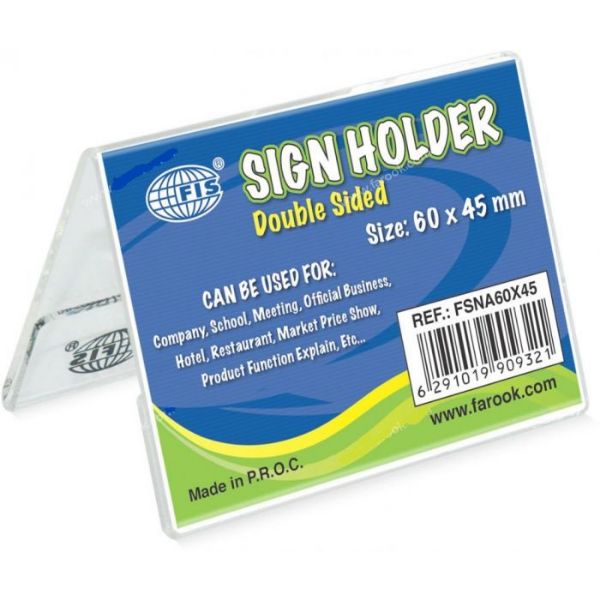 FIS A-Shape Sign Holders Double Sided Oblong 60 x 45mm FSNA60X45 - Clear (pc)