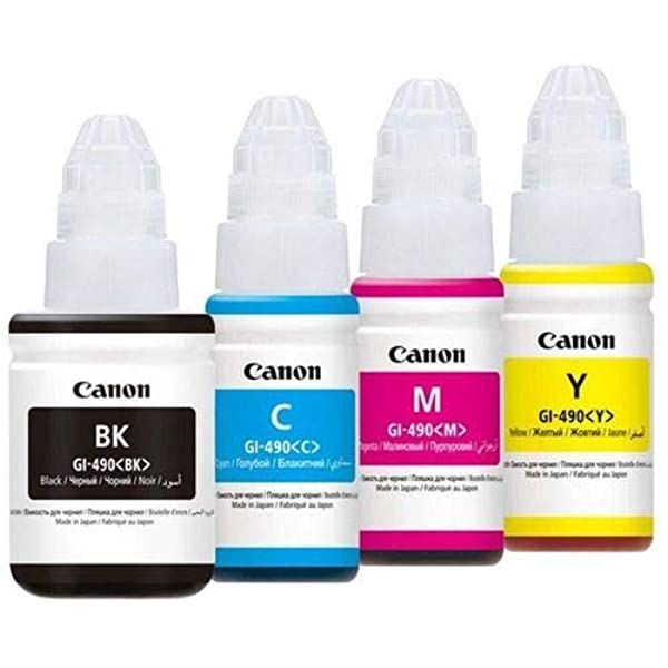 Canon GI-490 Ink Bottle for PIXMA G1400/G2400/G3400/G4400 Set - Black/Cyan/Yellow/Magenta