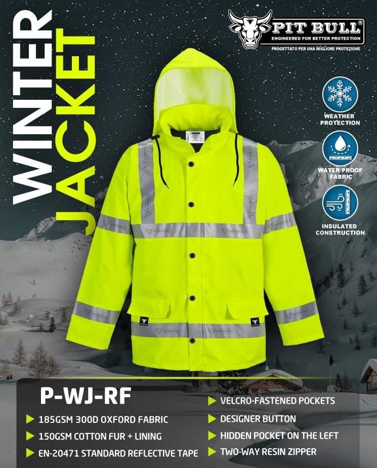 Reflective Tape Winter Jacket Weatherproof Fabric Safety Jacket