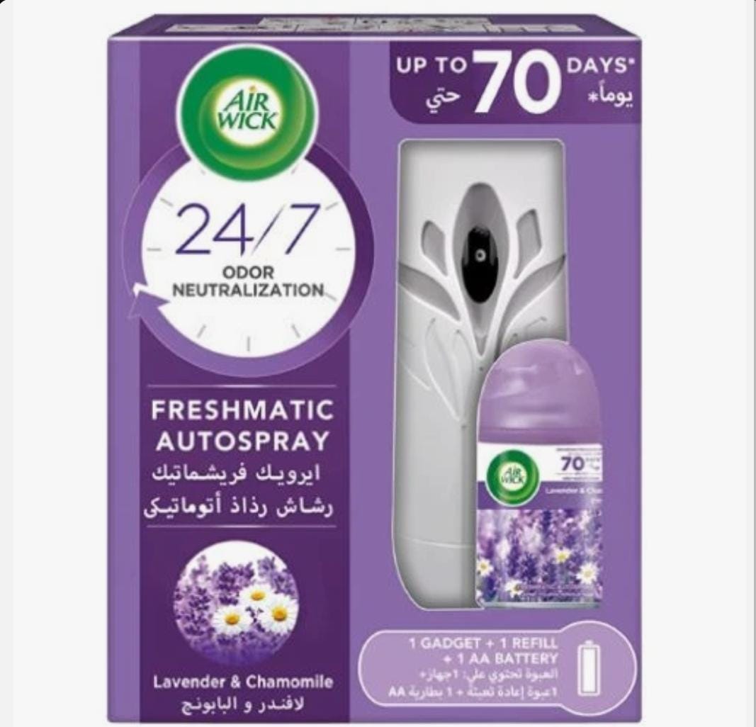 Air Wick Air Freshener Freshmatic Auto Spray Lavender and Chamomile Gadget and Refill 250 ml Pack of 2