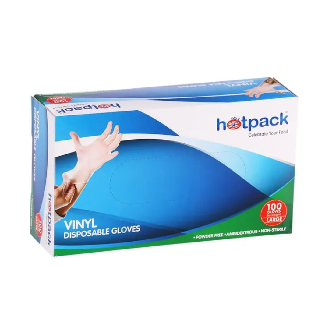 HOTPACK VINYL GLOVES POWDER FREE  LARGE 100 PCS