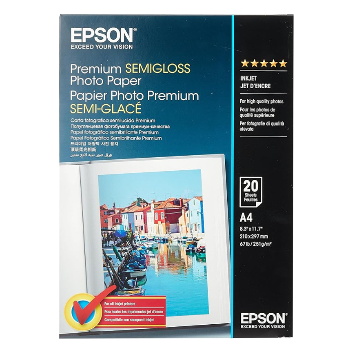 Epson Premium Semi Gloss Photo Paper 251gsm A4 (20s/pkt)