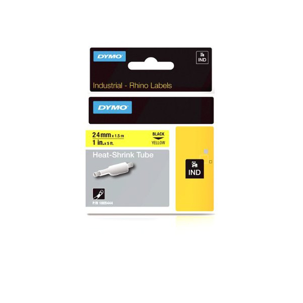 Dymo Rhino 1805444 Heat-Shrink Cable Label Tube 24mm x 1.5m - Black on Yellow (pc)