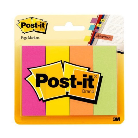 3M 671-4AF Post-it Fluorescent Page Markers - Assorted (pkt/4pcs)