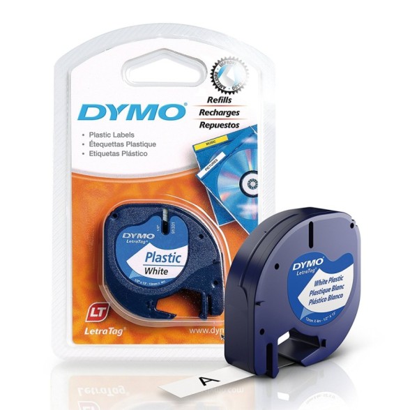 Buy Dymo LetraTag (91201) Plastic Label Tape 12mm x 4m - Black on White  S0721610 (pc) Online @ AED38 from Bayzon