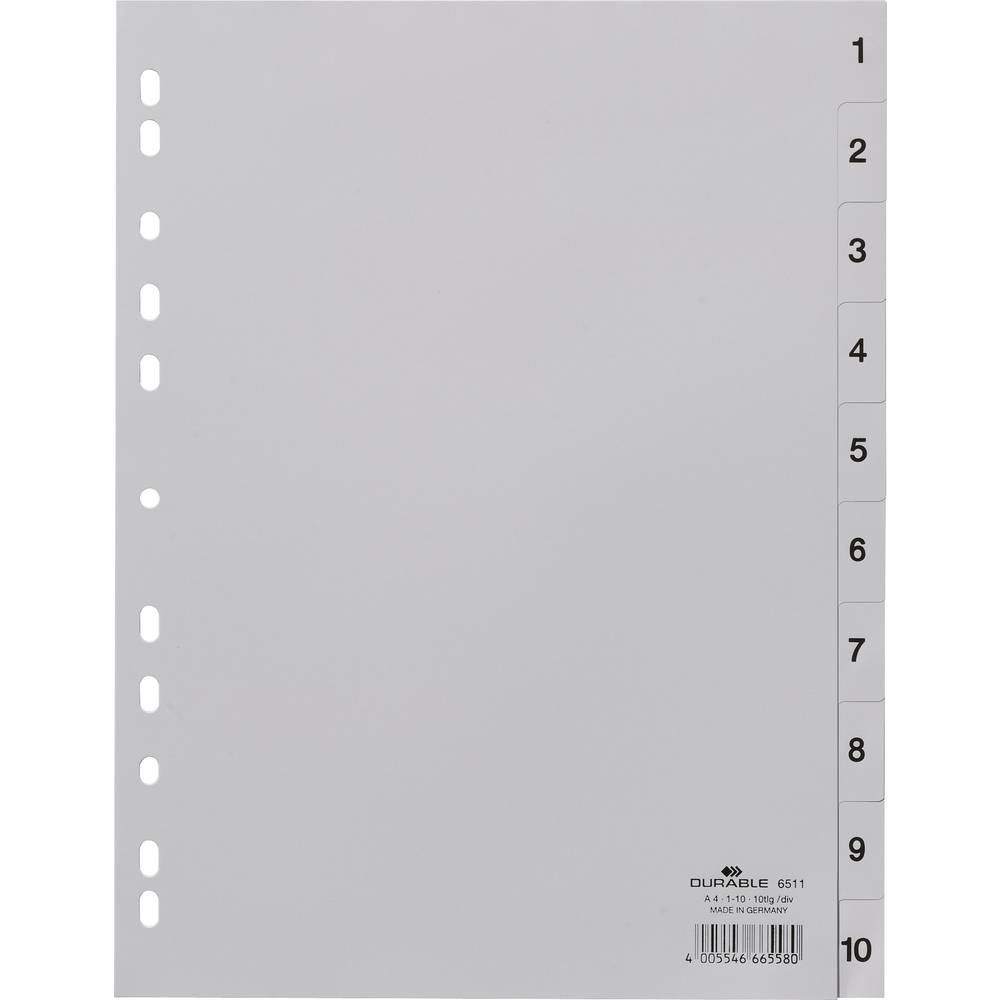 Buy Durable A4 1-10 Divider - Grey (pkt/12pcs) Online @ AED89 from Bayzon