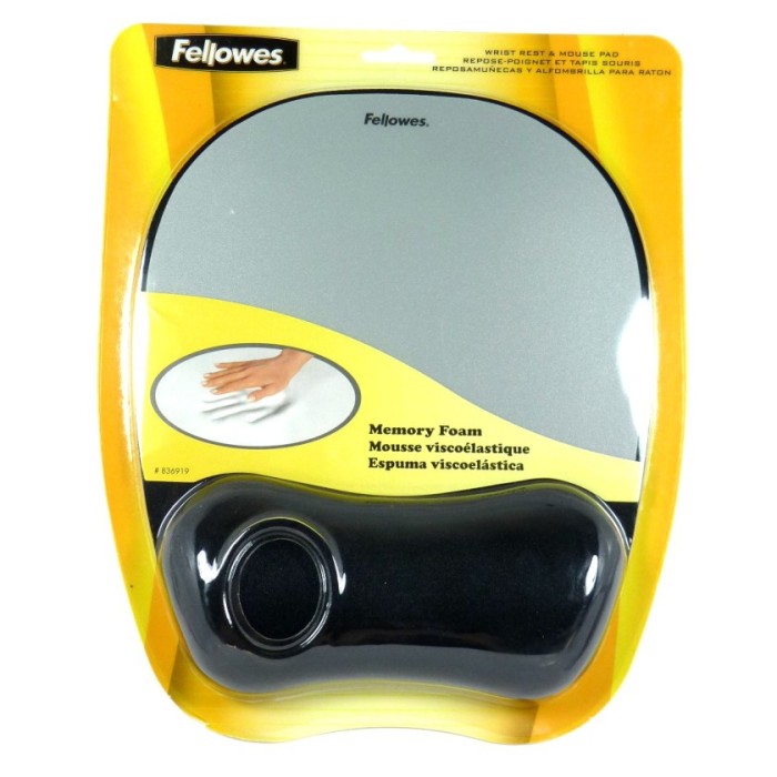 Fellowes Memory Mouse Pad with Wristrest Black/Silver 9175801