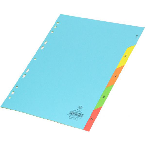 Buy FIS Divider 1-5 Colour Card A4 160gsm - FSDV337 (Box/40pkt) Online ...