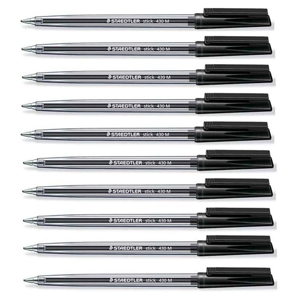 Buy Staedtler Stick 430 Medium Ballpoint Pen - Black (pkt/10pcs) Online @  AED9.25 from Bayzon